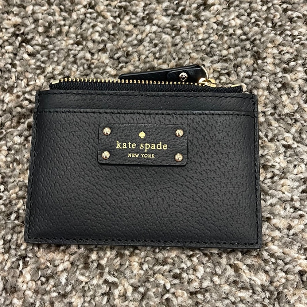 Kate spade black leather card case